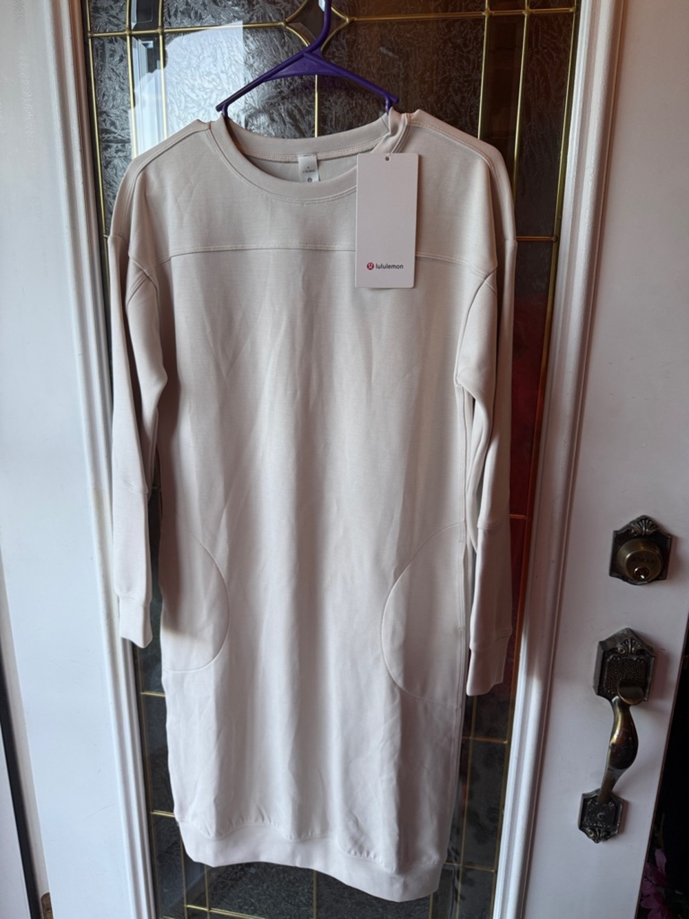 lululemon athletica Cream Long Sleeve Sweatshirt Dress